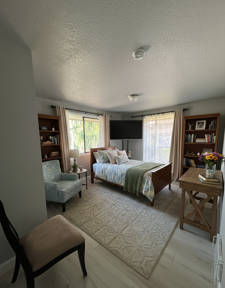 Caregiver helping resident with personalized daily care